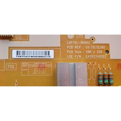 FUENTE DE PODER PARA TV LG / NUMERO DE PARTE EAY63749303 / LGP70L-16UH12 / 63749303 / MODELO 70UH6350-UB / 70UW340C-UB - Imagen 3